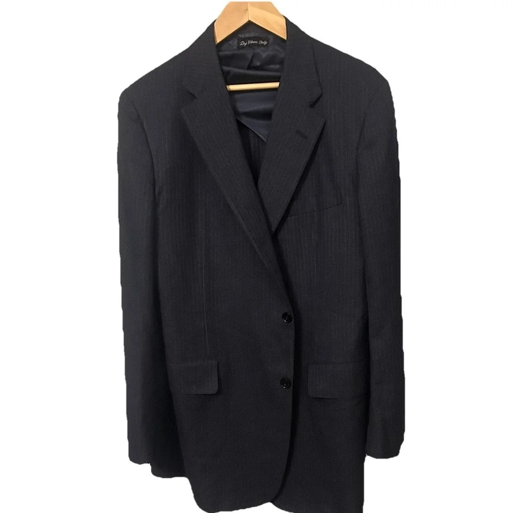 Southwick Paul Stuart Blazer 46 Tall Suit Jacket Gray with White Stripes